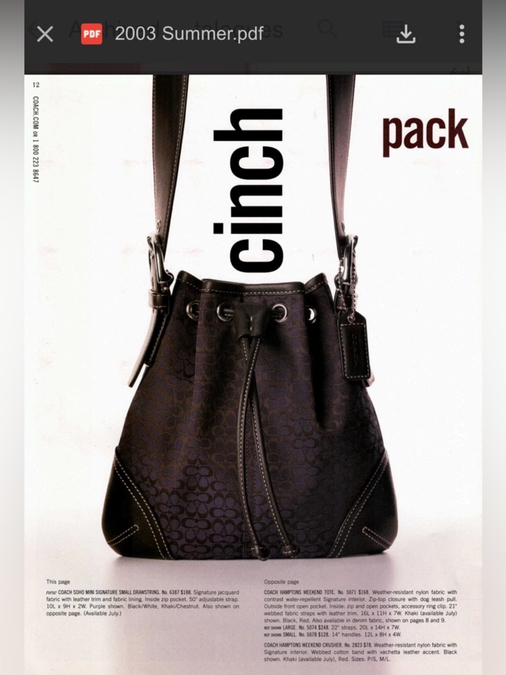 Coach 9463 Vintage Y2K Soho Small Drawstring Bag (Tan) - GUC - Picture 9 of 9